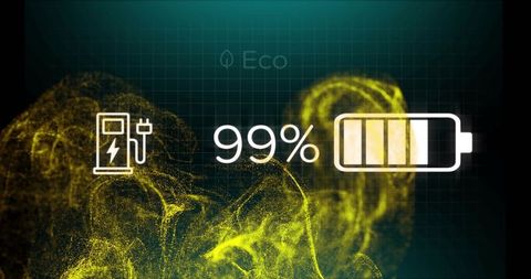 Digital display of electric vehicle charging at 99 percent