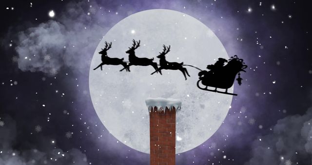 Santa Claus Sleigh Silhouette Against Full Moon on Snowy Night? - Download Free Stock Images Pikwizard.com