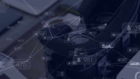 Virtual Reality Headset with Media Icons Overlap Display