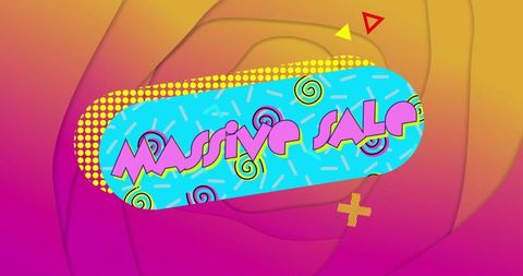 Colorful massive sale banner with vibrant geometric design