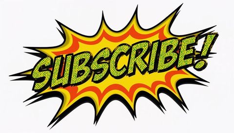 Bursting pop art subscribe graphic with comic starburst, halftone dots and retro explosion