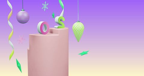 Vibrant New Year's Decorations with 2025 Number