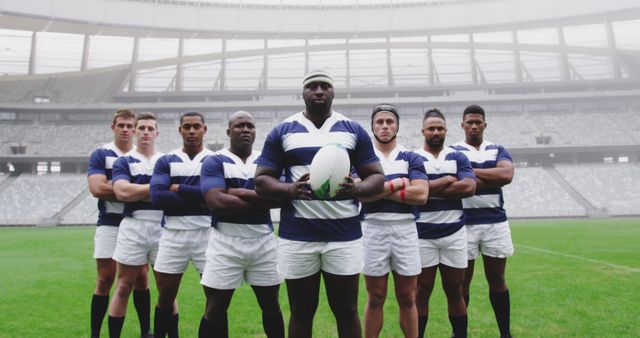 Confident Rugby Team Standing United in Stadium - Download Free Stock Images Pikwizard.com