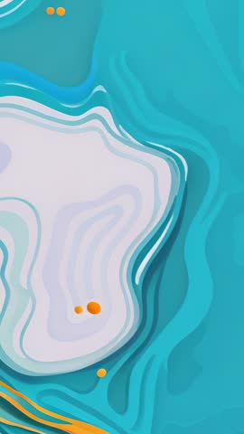 Vertical abstract liquid layers flowing teal and white with orange accent motion loop