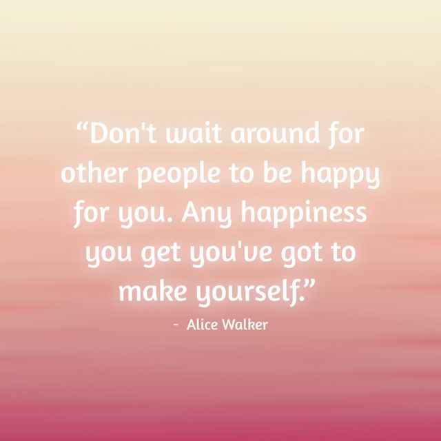 This image features an inspirational quote on a gradient background, perfect for promoting self-empowerment and happiness. Ideal for social media posts, motivational posters, blogs, and personal development websites. The uplifting text encourages taking responsibility for one's own happiness.