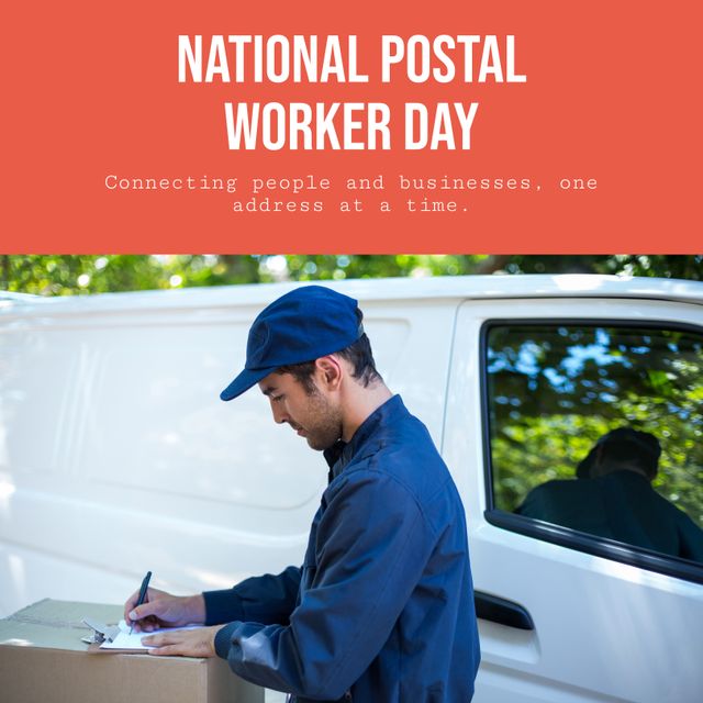 National Postal Worker Day Celebration with Courier and Delivery Van - Download Free Stock Templates Pikwizard.com