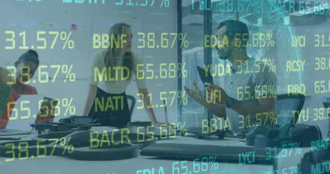 Financial Data Visualization in Diverse Business Meeting