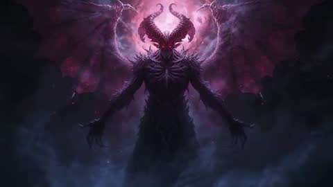 Ominous Demonic Creature with Pulsing Aura in Mist