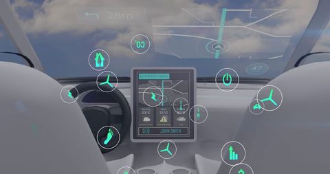 Futuristic In-Car Interface with Eco-Friendly Icons