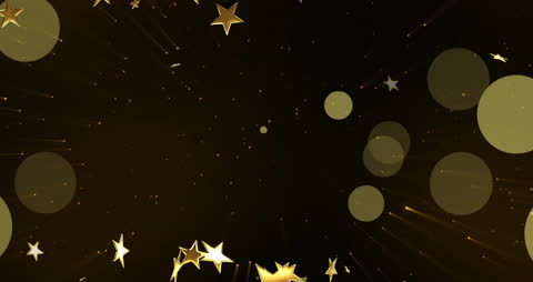 Golden Stars and Light Spots on Black Background Animation