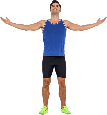 joyful athlete man standing with open arms on transparent background - Download Free Stock Videos Pikwizard.com