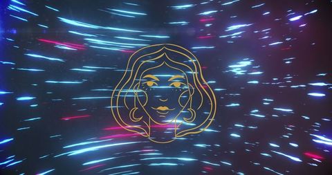 Glowing Virgo Zodiac Symbol on Dynamic LED Background