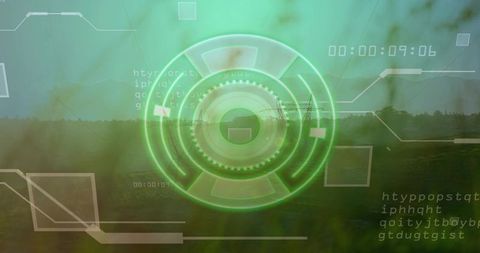 Futuristic Holographic Interface Over Rural Landscape