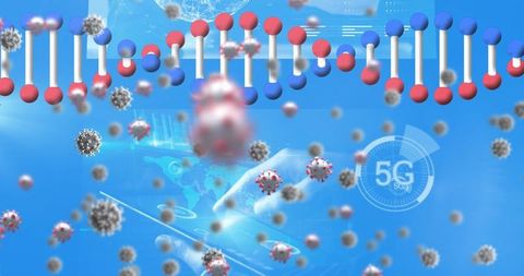 DNA Strand and Molecules on Futuristic Digital Background