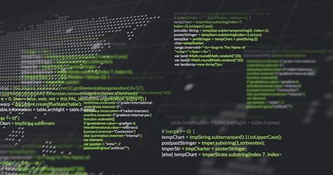 Displaying centered monospaced source code on dark neon editor screen with green glow