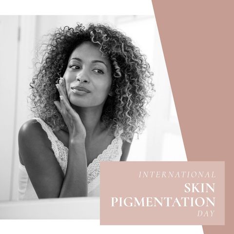 smiling woman promoting international skin pigmentation day awareness - Download Free Stock Templates Pikwizard.com