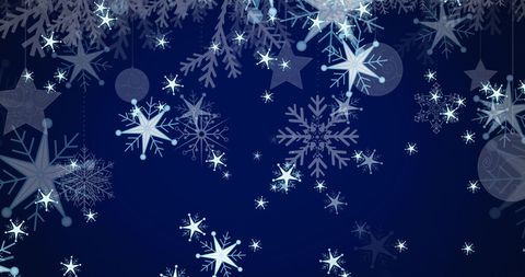 Falling Snowflakes on Dark Winter Night Backdrop