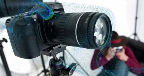 Professional dslr photography setup in studio environment