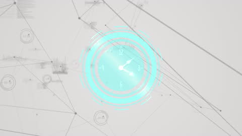 Abstract Technology Clock with Data Links on White Background