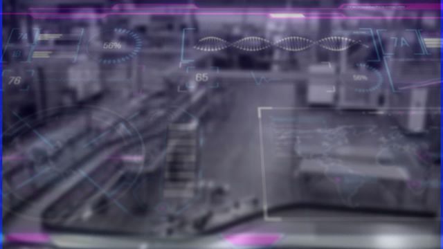 This animation showcases data visualization overlaying a warehouse environment. The intricate holographic elements represent various digital metrics and analytics, underscoring the importance of technology in logistical and business operations. Ideal for presentations on digital transformation, advanced technology integration in warehousing, and global business solutions.