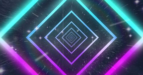 Neon Geometric Shapes with Luminous Starry Background - Download Free Stock Images Pikwizard.com