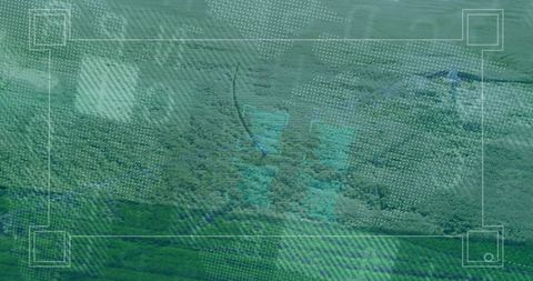 Aerial technology interface over dense forest canopy