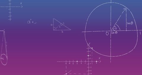 geometric diagrams and math formulas on gradient background - Download Free Stock Images Pikwizard.com
