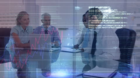 Digital Financial Data with Business Meeting Team