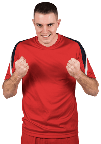 Excited Football Player Cheering on Transparent Background