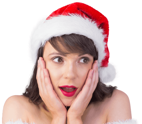 surprised woman in santa hat with red lipstick on transparent background - Download Free Stock Videos Pikwizard.com