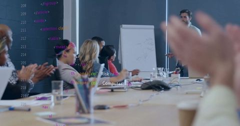 Business presentation in modern conference room