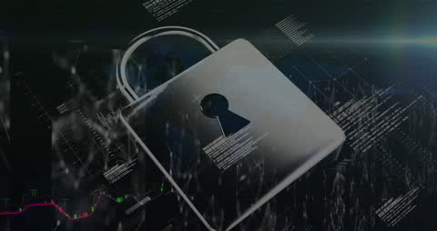 Futuristic Digital Security with Rotating Padlock Animation