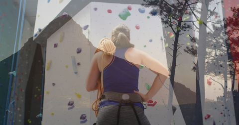 Abstract Image of Woman Preparing for Rock Climbing Adventure