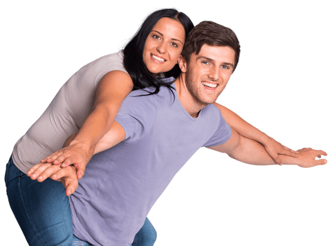 Happy Couple Playful with Transparent Background