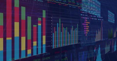 Financial Data Analysis Display with Colorful Graphs - Download Free Stock Images Pikwizard.com