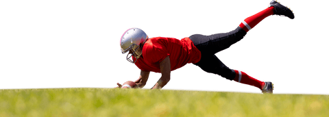 African American Rugby Player Catching Ball on Field Transparent Background