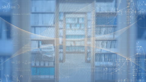 Digital Library with Floating Mathematical Equations Overlay