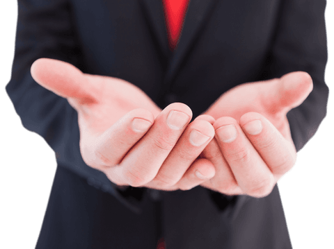 Transparent Businessman's Outstretched Hands Gesture