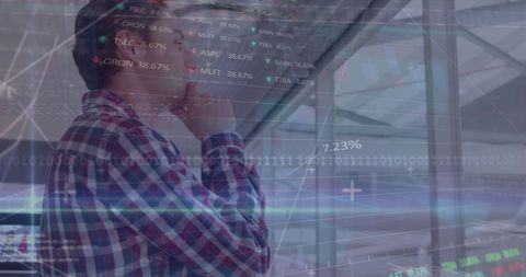 Contemplative professional analyzing financial market trends