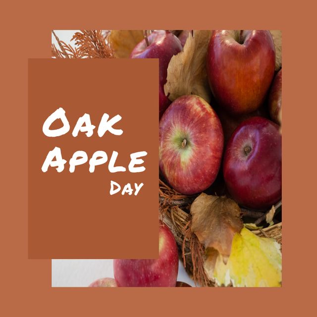 Oak Apple Day Celebration Poster with Fresh Apples and Oak Leaves - Download Free Stock Templates Pikwizard.com