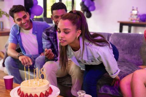 Teen Friends Celebrating Birthday at Cozy Home Gathering