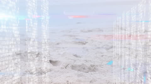 Digital Overlay of Data Streams on Serene Beach
