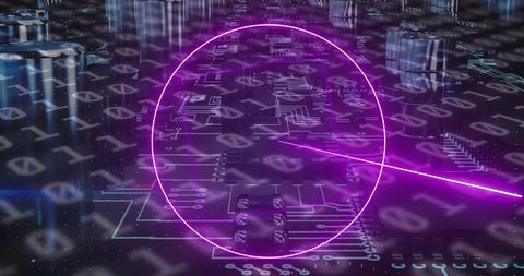 Neon Shapes Overlay with Binary Code and Network Connections - Download Free Stock Images Pikwizard.com