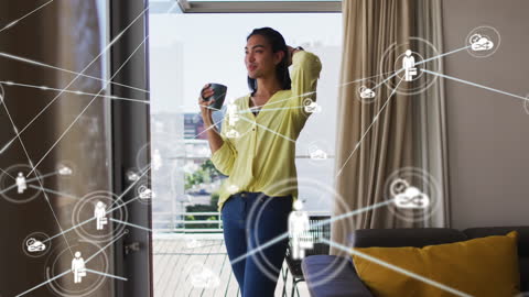 Woman Relaxing at Home Embracing Modern Digital Connectivity
