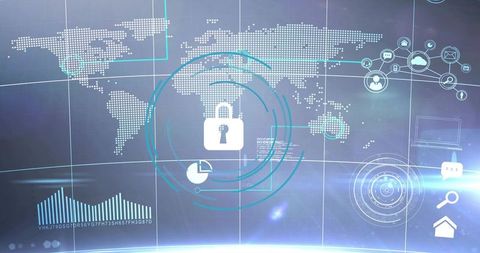 Global Cybersecurity Lock Interface for Data Encryption and Network Monitoring