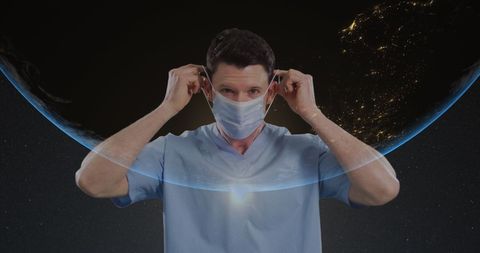 Doctor Wearing Face Mask with Global Pandemic Concept