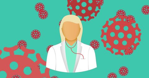 Abstract Illustration of Female Doctor Amidst COVID-19 Virus - Download Free Stock Images Pikwizard.com