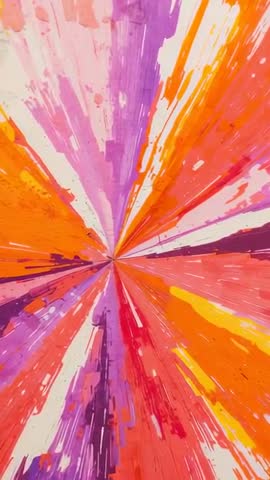 Vertical video zooming toward radial paint burst on wall revealing center clamp