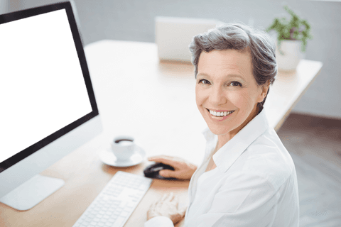 Transparent Background Businesswoman Smiling at Desk with Computer - Download Free Stock Videos Pikwizard.com