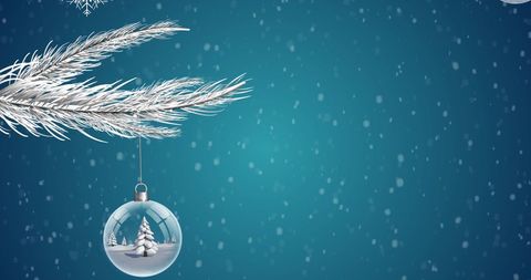winter-themed decor with snowflake bauble on blue background - Download Free Stock Images Pikwizard.com